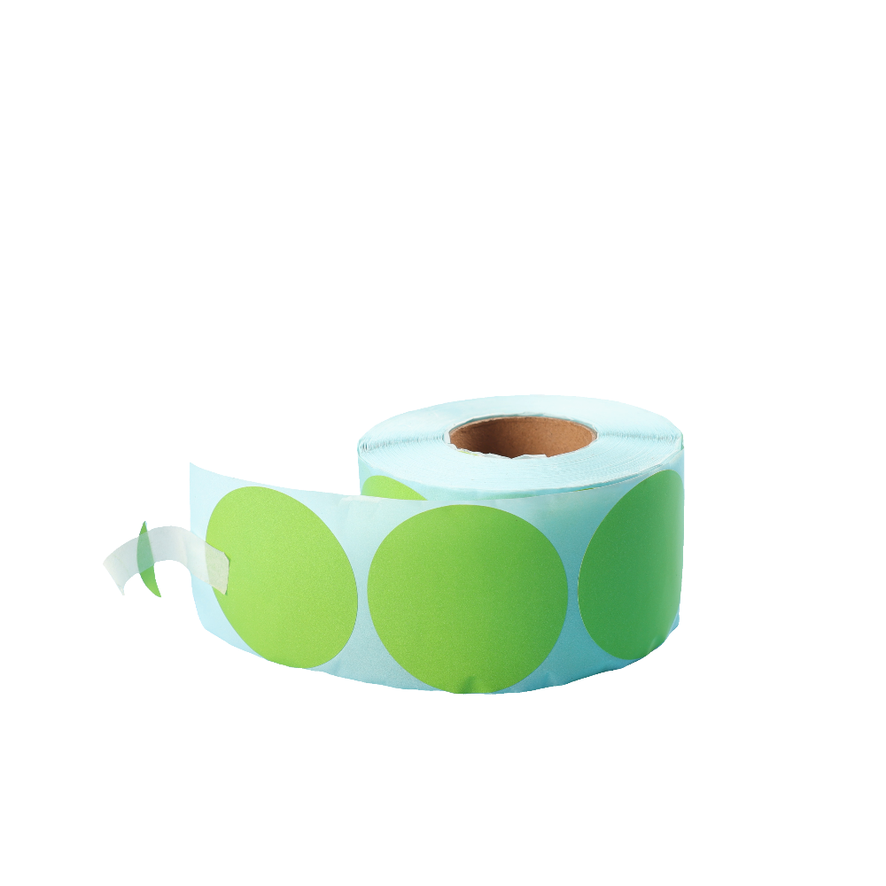 Round Direct Thermal Label 50 x 50mm 750 Green Labels per Roll A260 x 4 Rolls