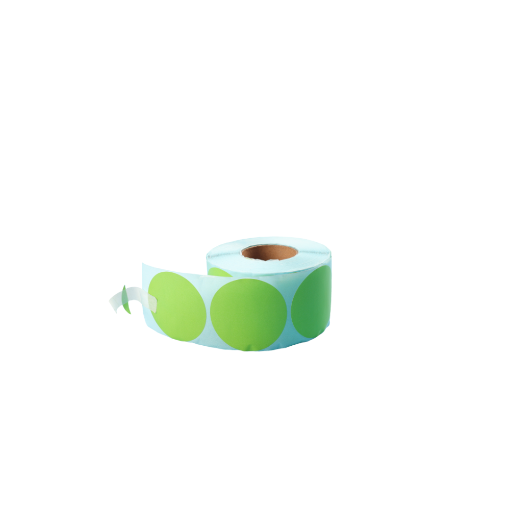 Round Direct Thermal Label 50 x 50mm 750 Green Labels per Roll A260 x 16 Rolls