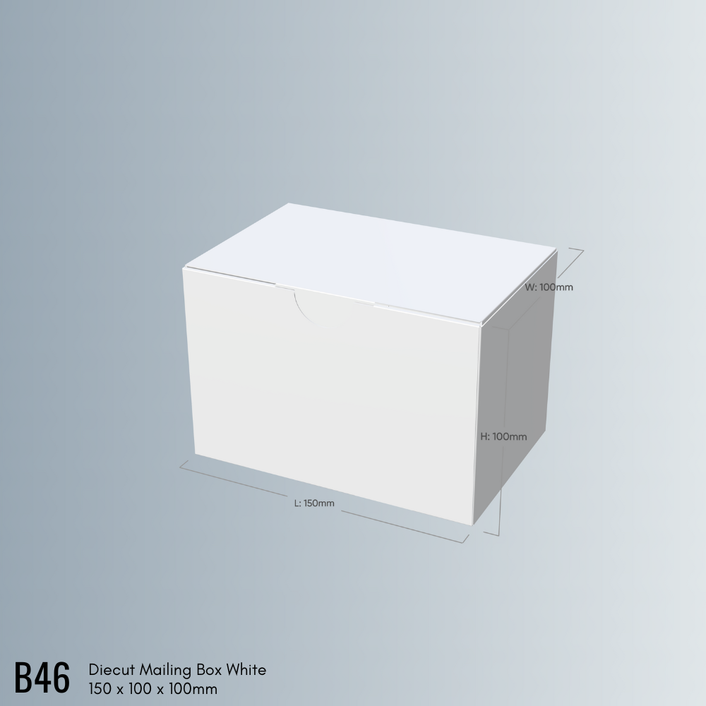 Mailing Box 150 x 100 x 100mm Diecut White B46