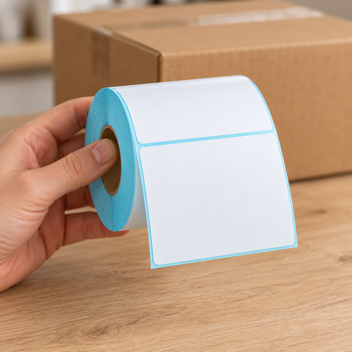 Direct Thermal Label 100mm x 70mm 600 Labels per Roll - handling scene