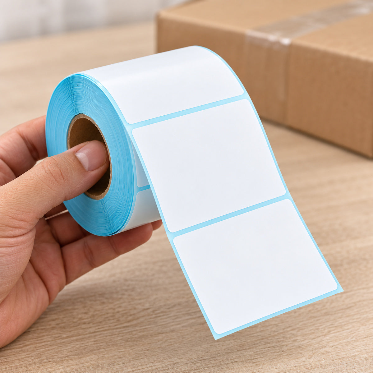 Direct Thermal Label 80mm x 60mm 500 Labels per Roll A144 - handling scene