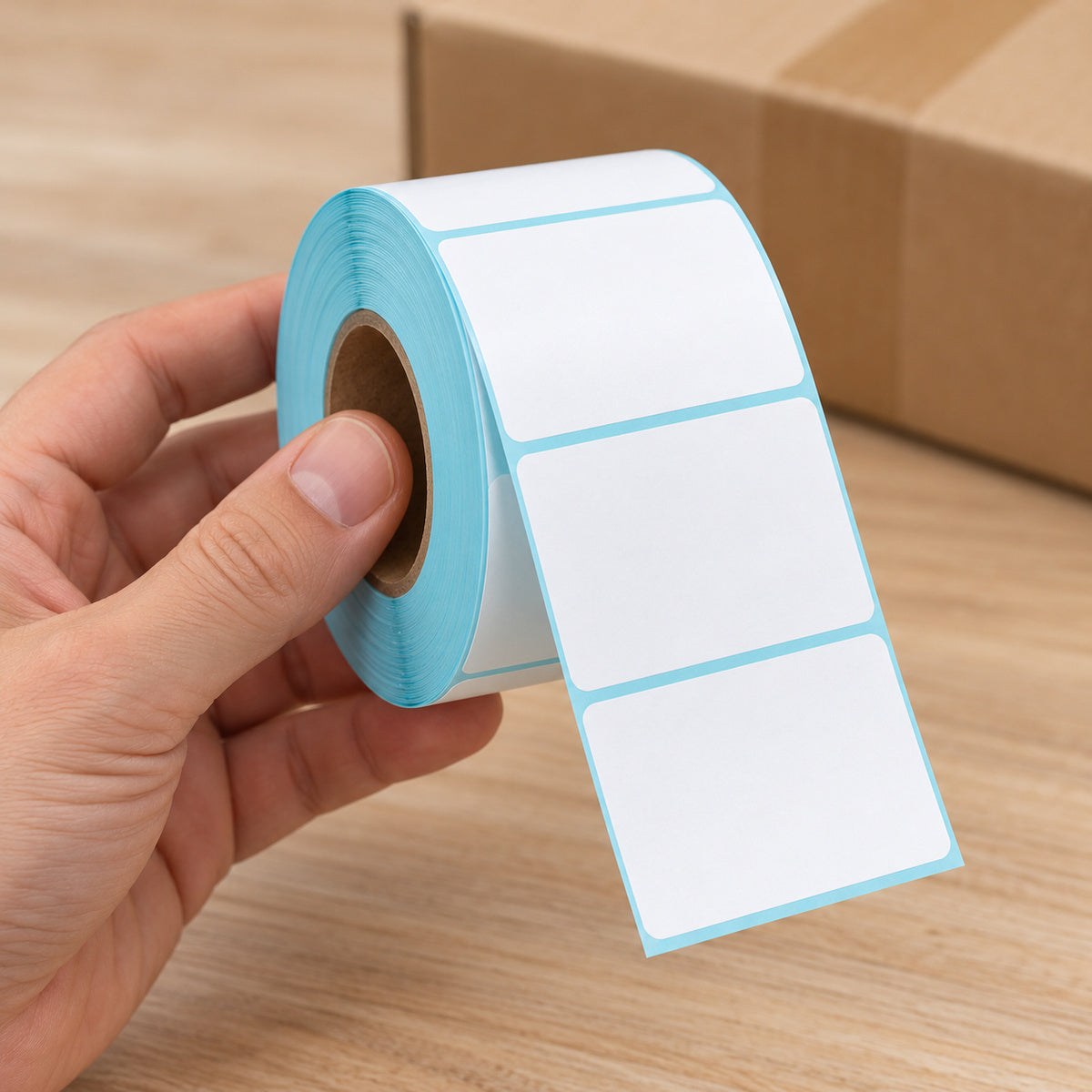 Direct Thermal Label 50mm x 40mm 600 Labels per Roll - handling scene