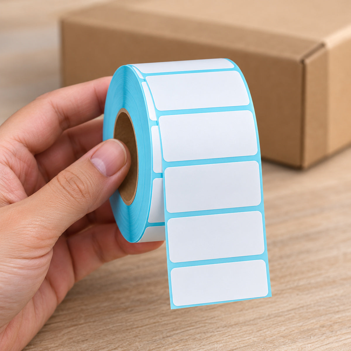 Direct Thermal Label 40mm x 20mm 1500 Labels per Roll - handling scene