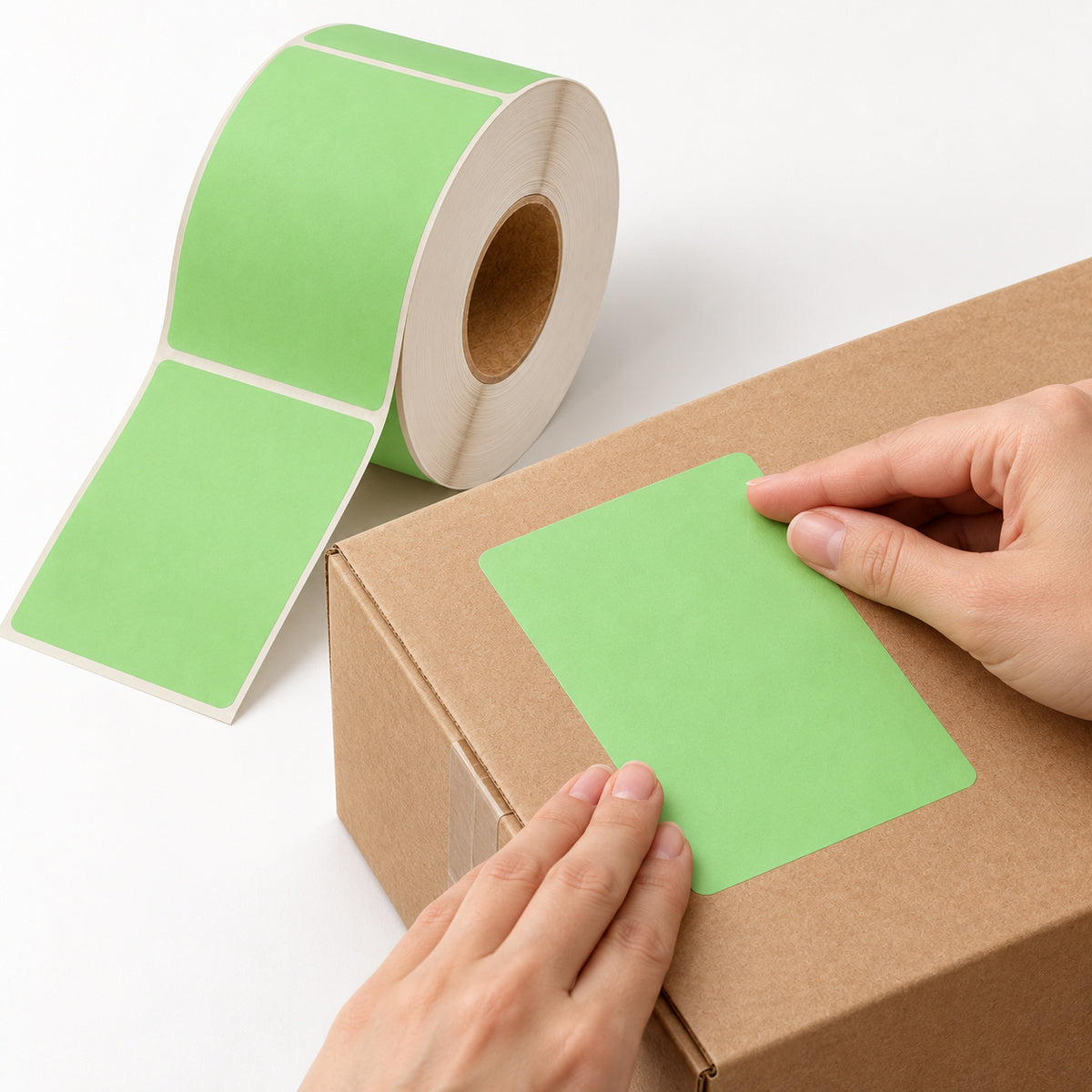 Light Green Direct Thermal Labels 100 x 150mm 4-Pack (76mm Core / 4000 Labels - A281) - application scene
