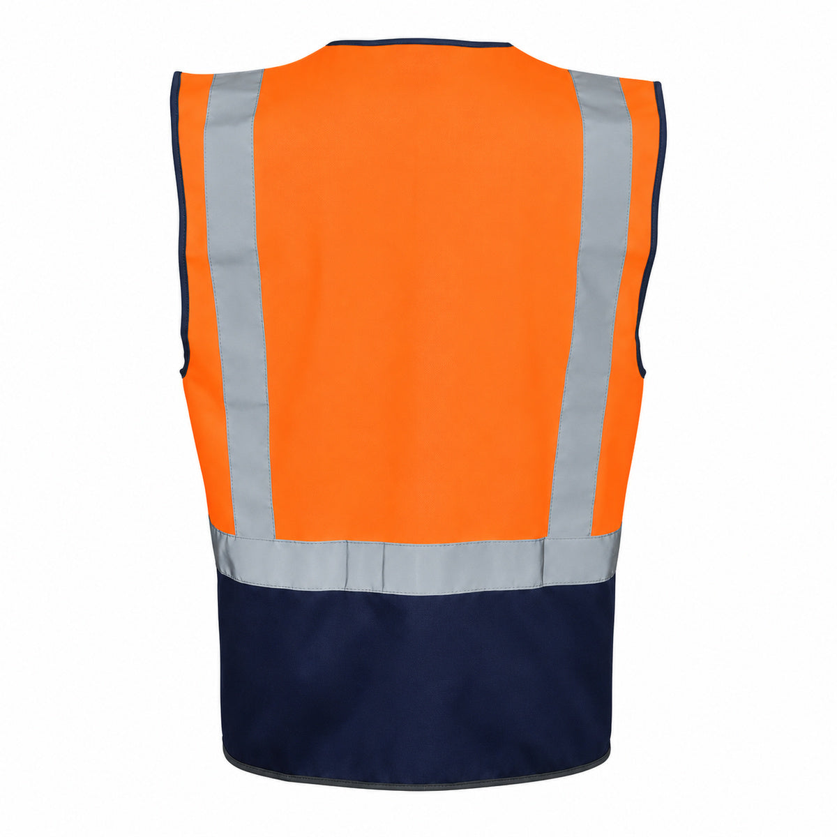 Dual Tone High Vis Safety Vest with Zipper & Pockets - orange back