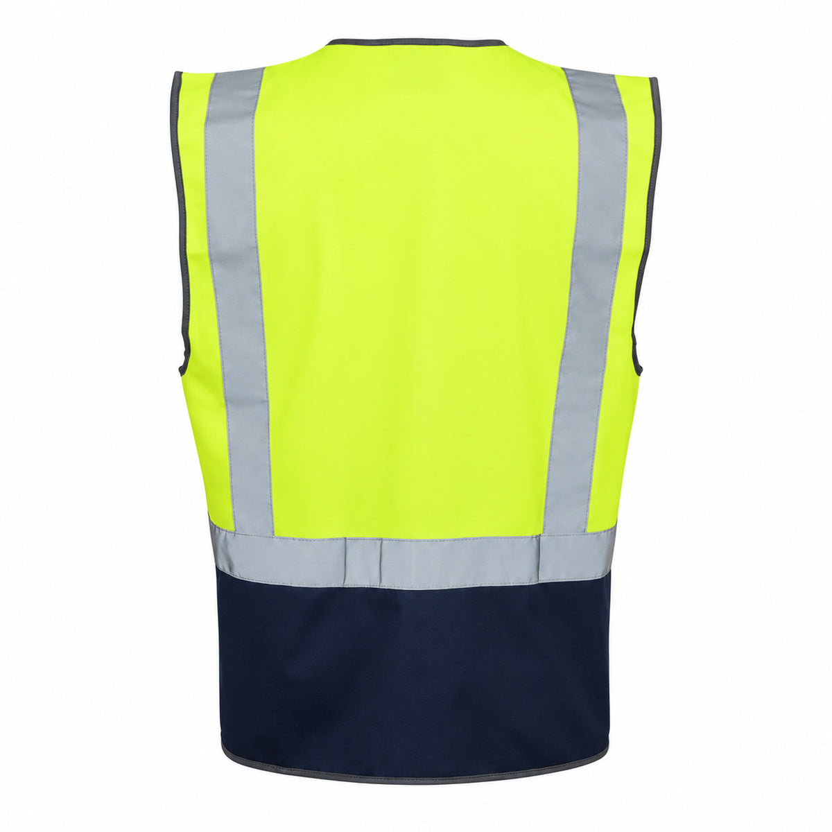 Dual Tone High Vis Safety Vest with Zipper & Pockets - yellow back
