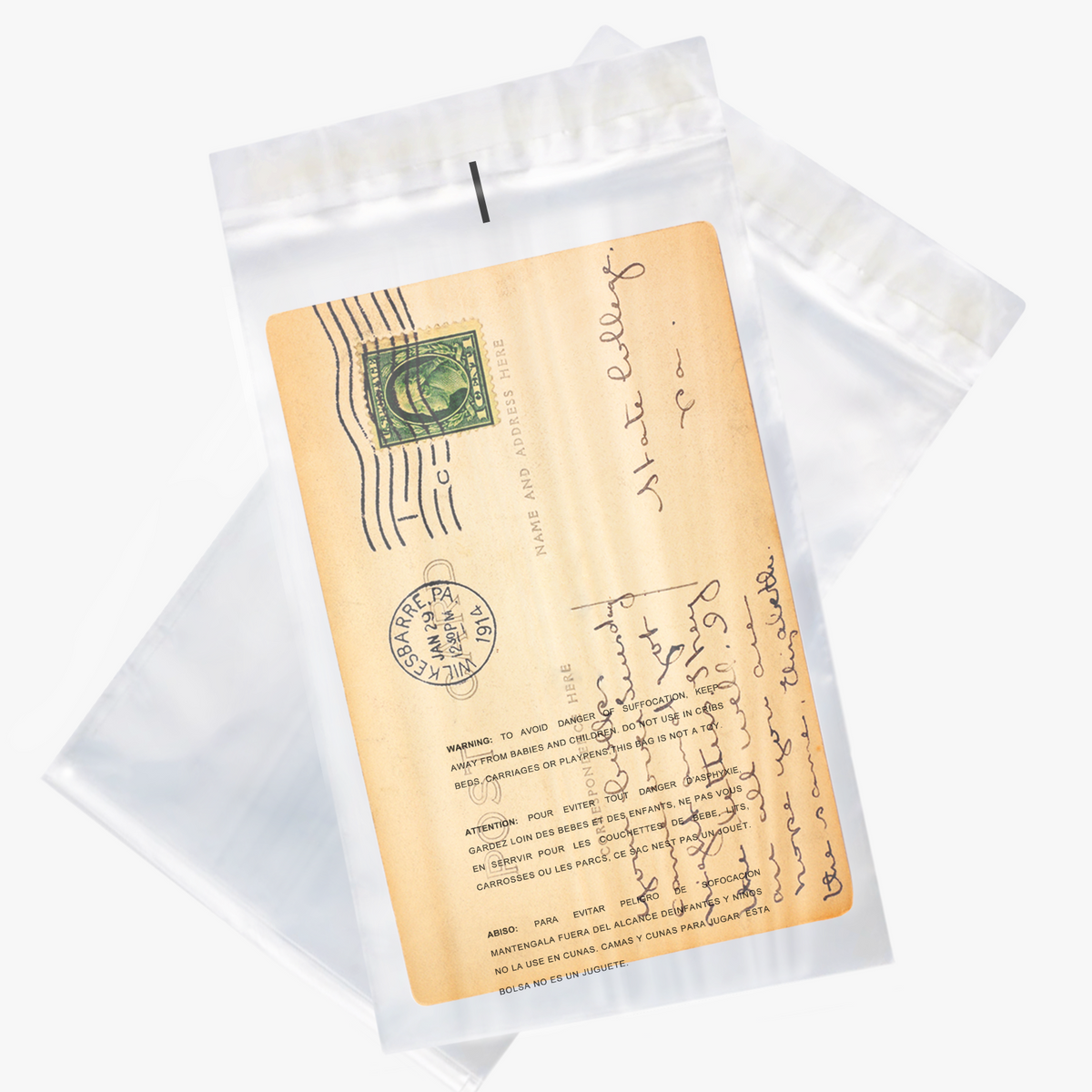FBA Clear Self Seal Poly Bag Suffocation Warning