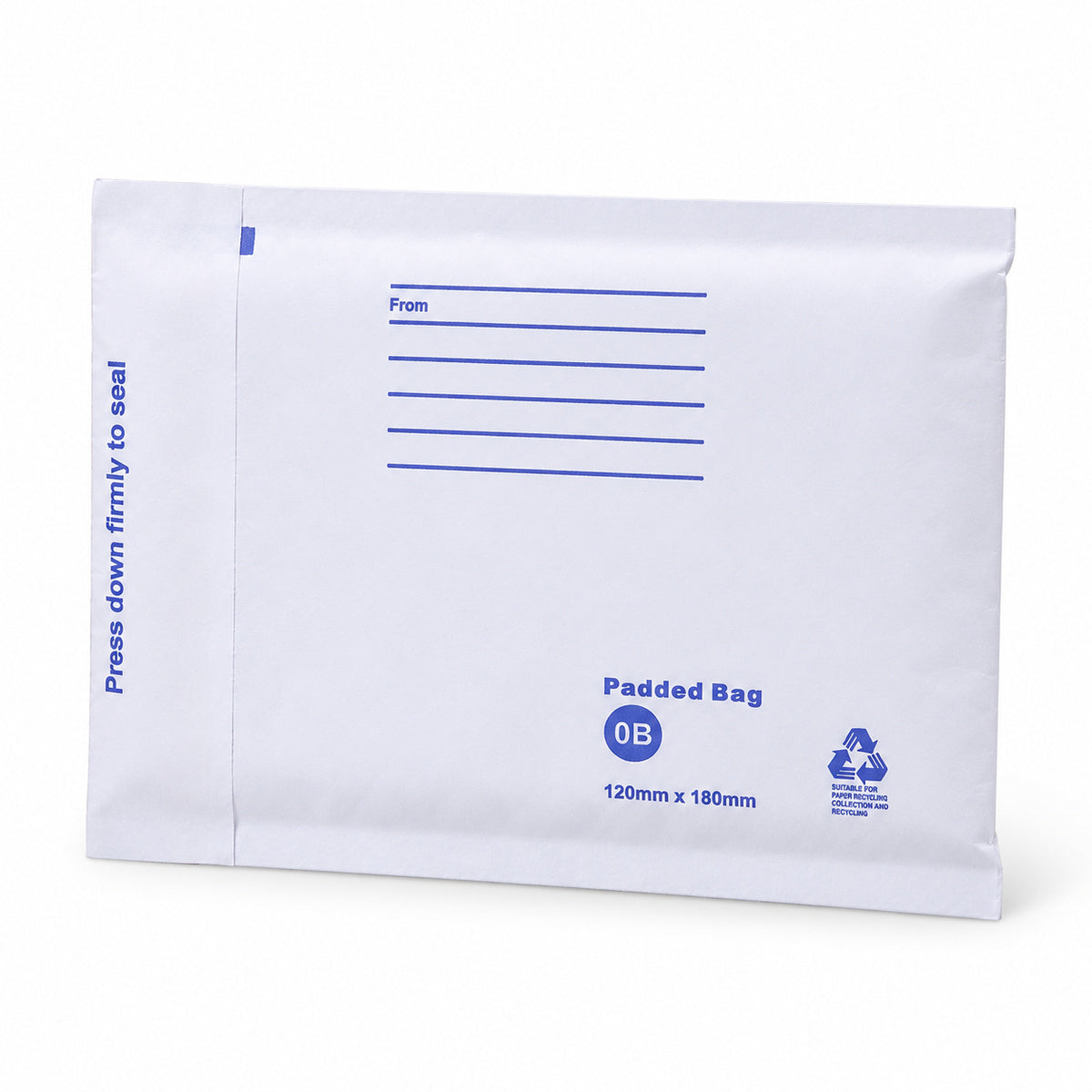White kraft padded envelope 120 x 180mm printed - main
