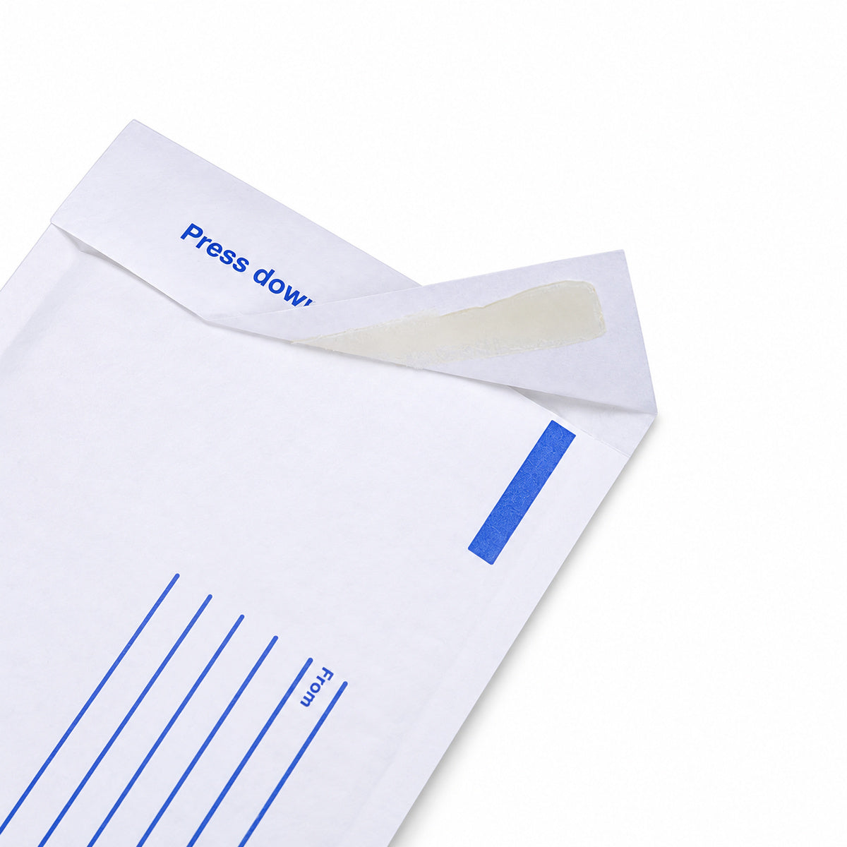White kraft padded envelope 120 x 180mm printed - open