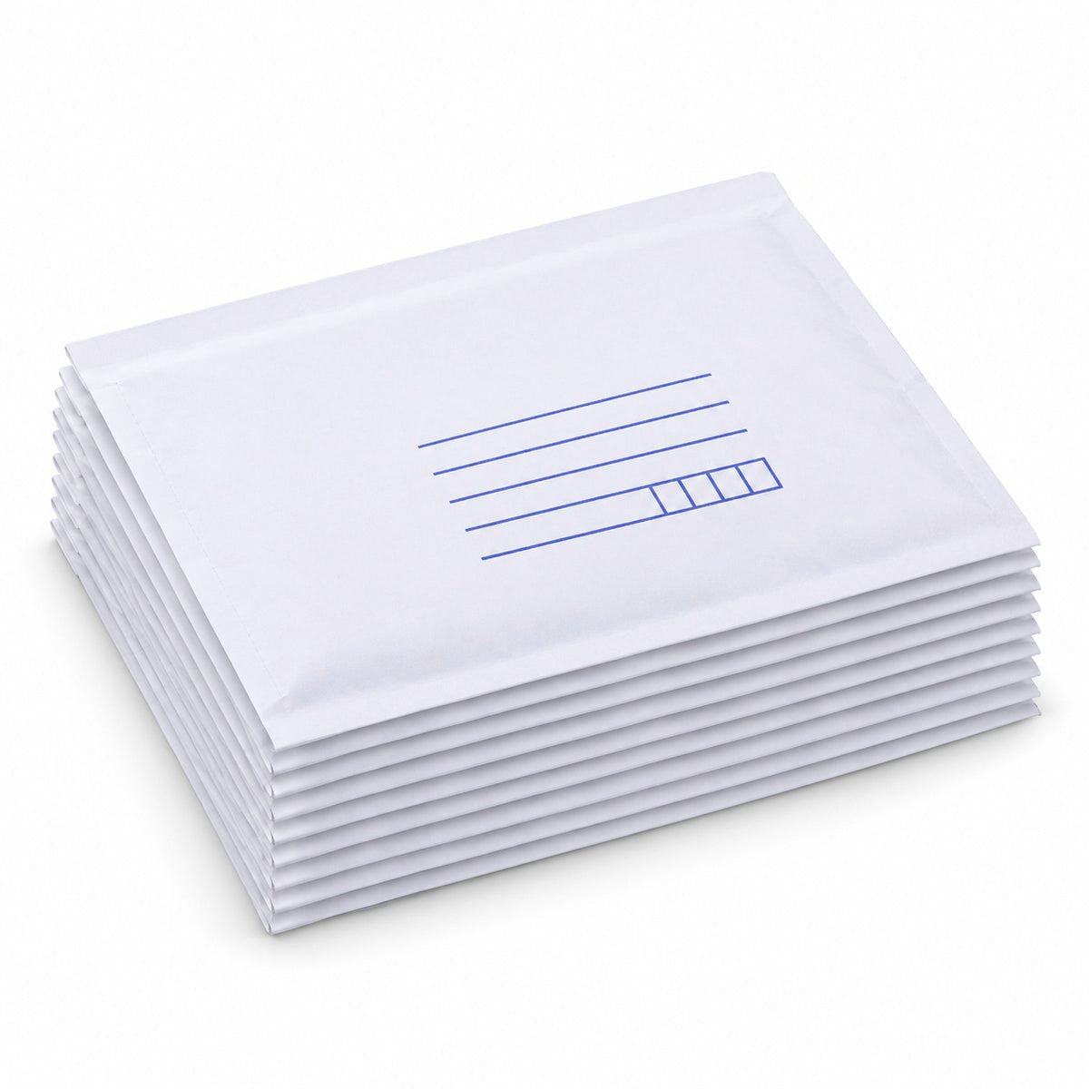White kraft padded envelope 120 x 180mm printed - stack