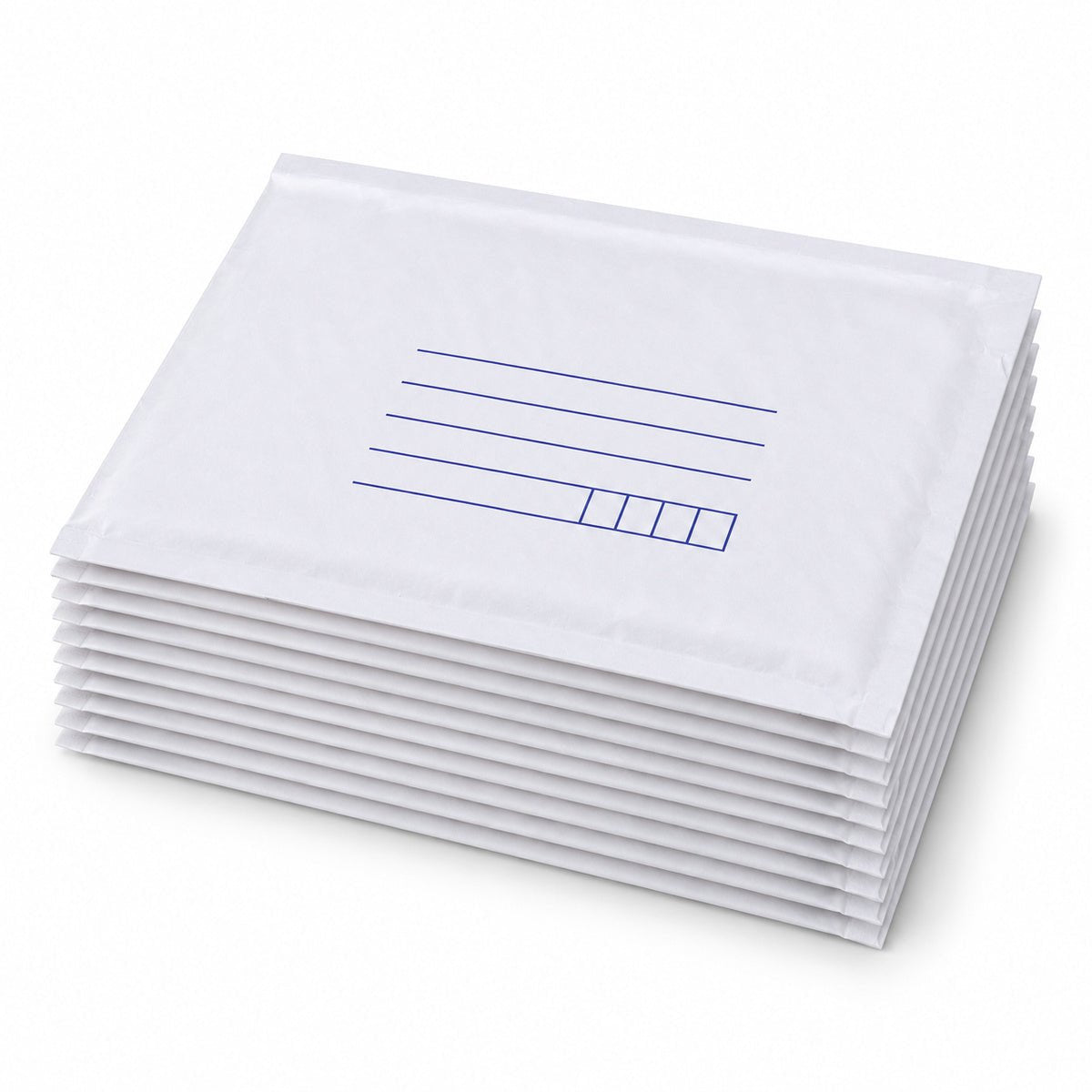 White kraft padded envelope 160 x 230mm printed - stack