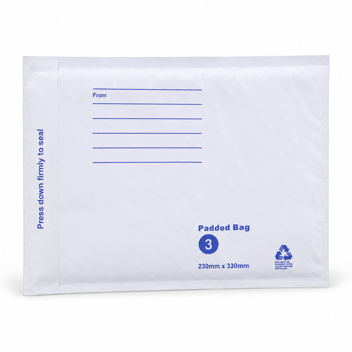 White kraft padded envelope 230 x 330mm printed - main