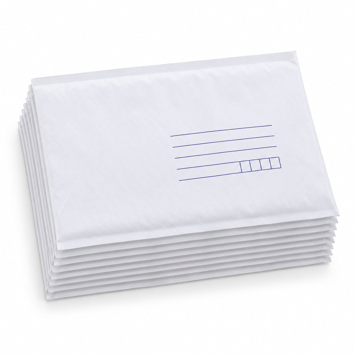 White kraft padded envelope 230 x 330mm printed - stack