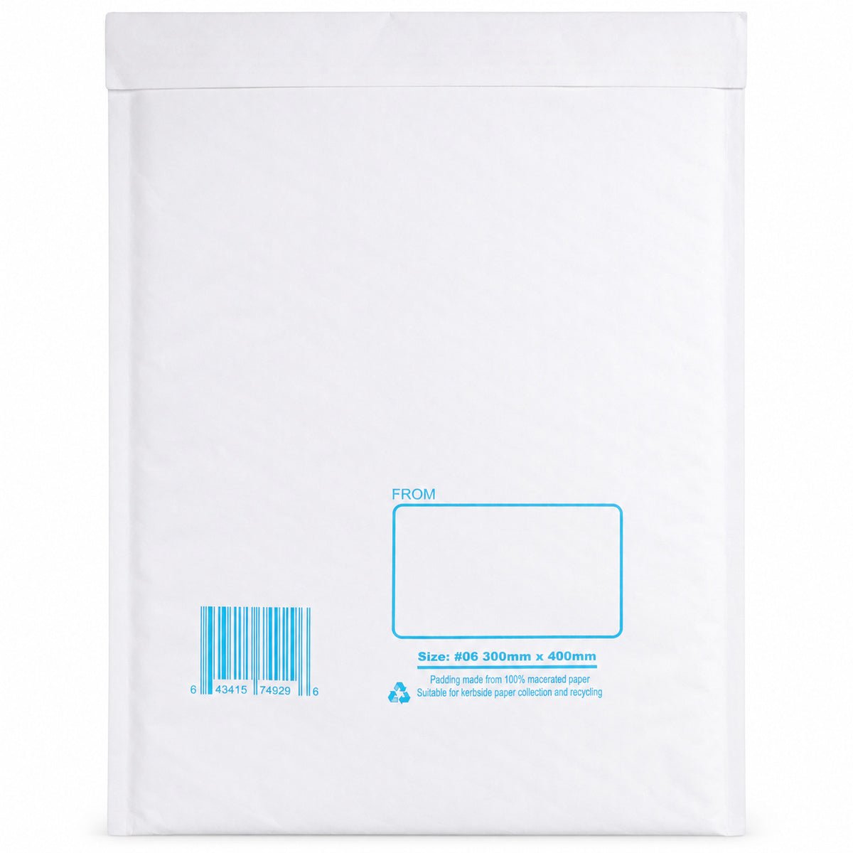 White kraft padded envelope 300 x 400mm printed - reverse