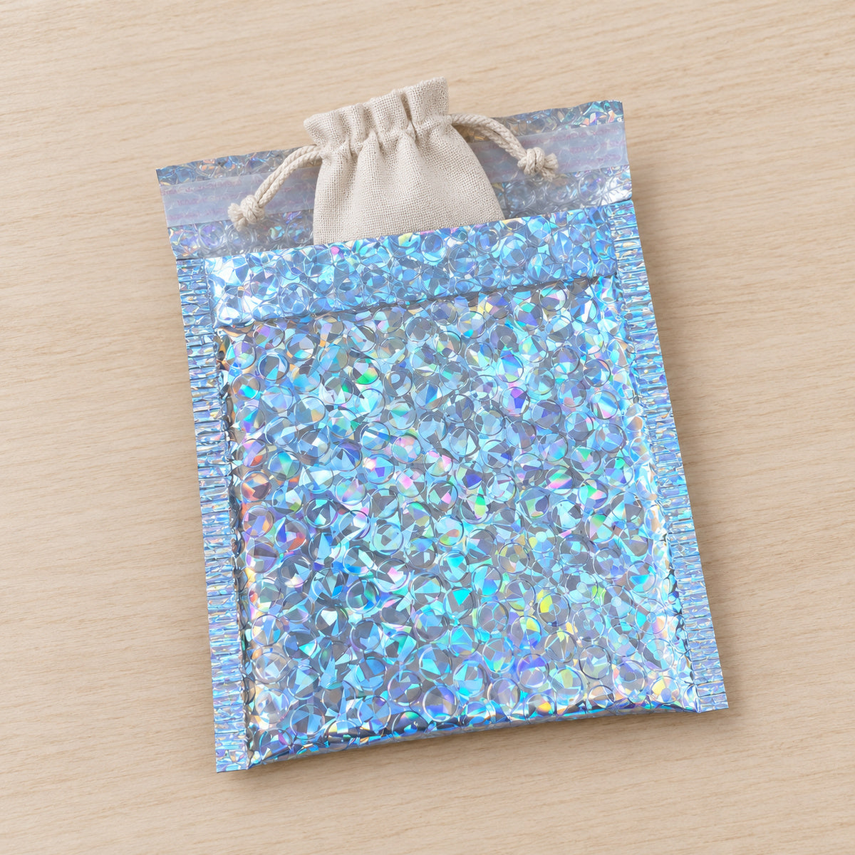 Laser metallic bubble mailer 130 x 130mm - 06-use-accessory