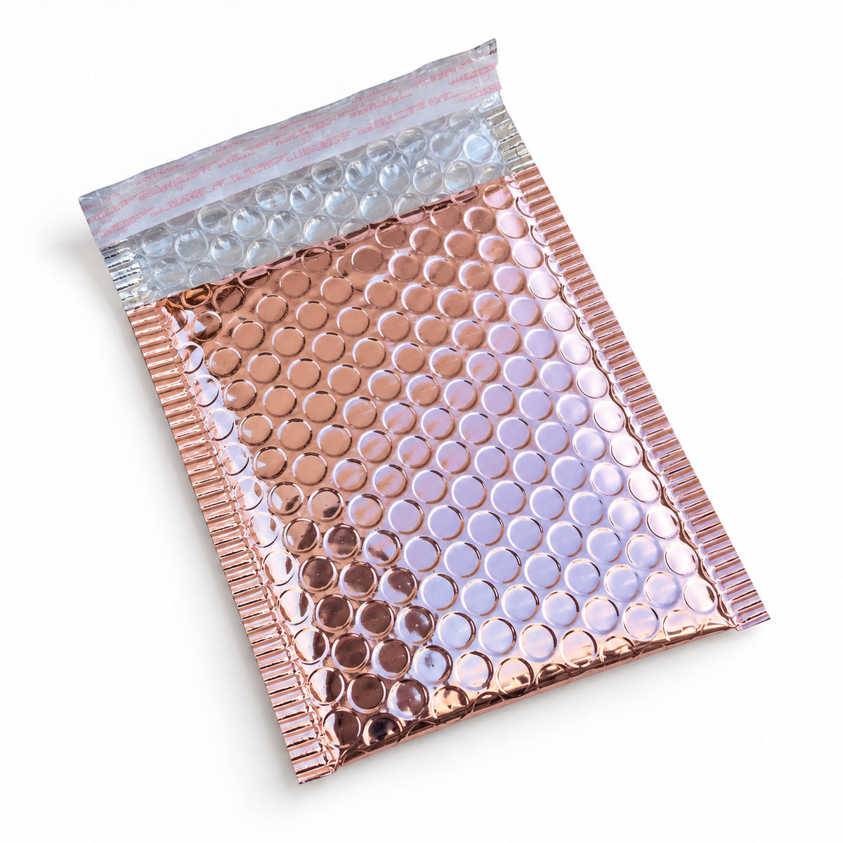 Rose Gold metallic bubble mailer 130 x 130mm - 02-open