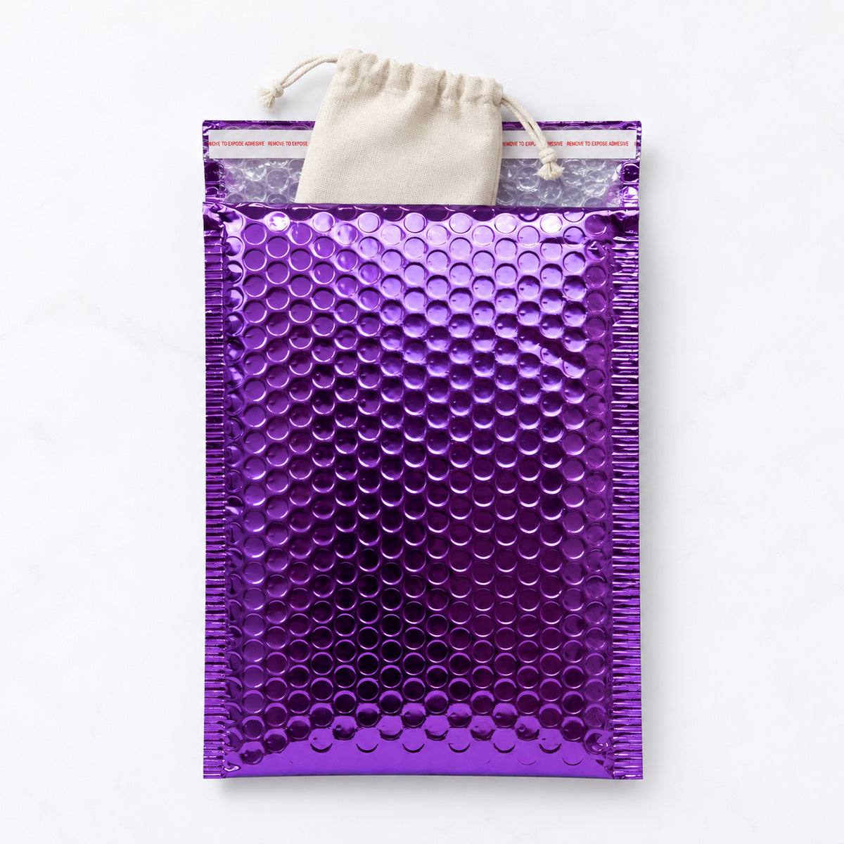 Purple metallic bubble mailer 210 x 290mm - 06-use-accessory
