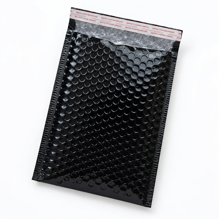 Premium Metallic Bubble Mailer 05 260 x 380mm Glossy Black M213