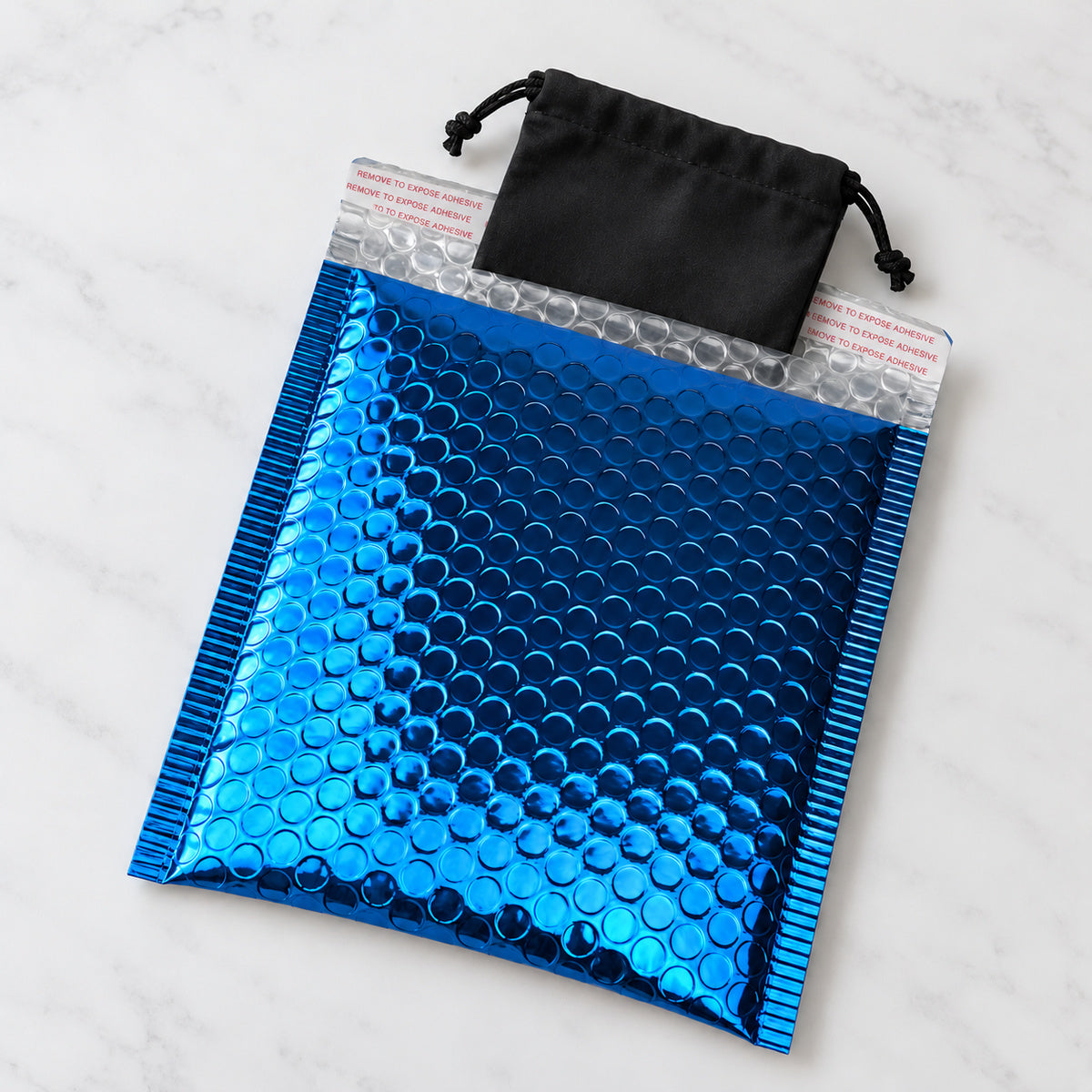 Royal Blue metallic bubble mailer 160 x 230mm - 04-use-accessory