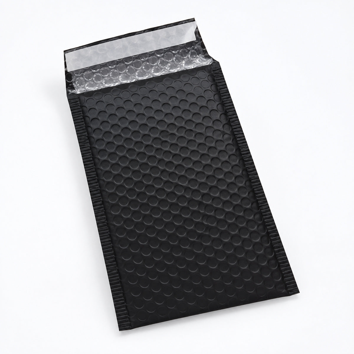 Matte Black metallic bubble mailer 100 x 180mm - 02-open
