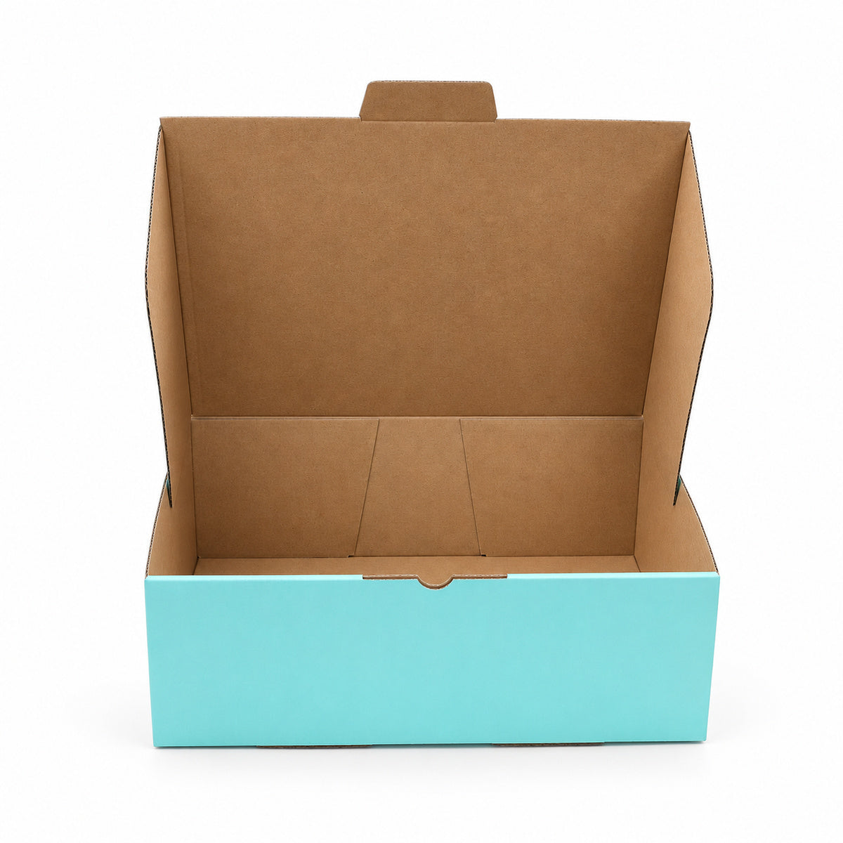 B325 310 x 230 x 105mm mint blue diecut mailing box – open alternate