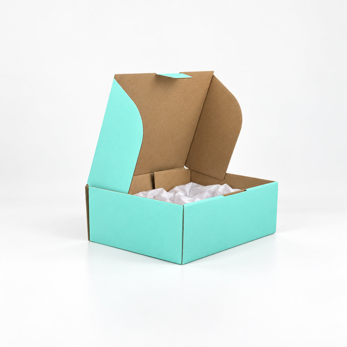 B334 220 x 160 x 77mm mint blue diecut mailing box – packing example