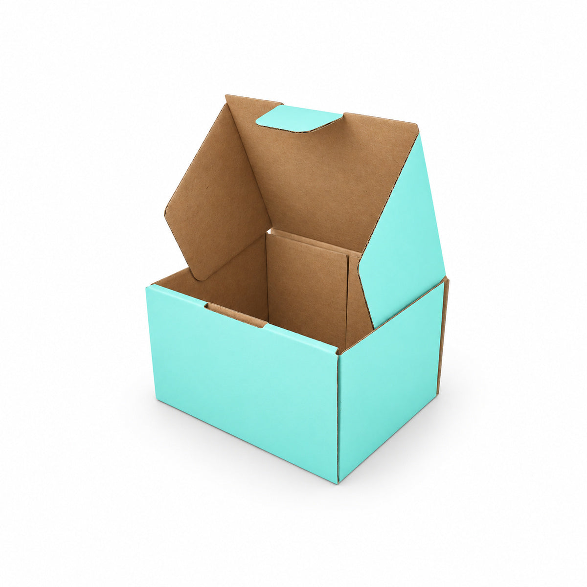 B336 125 x 100 x 75mm mint blue diecut mailing box – open interior