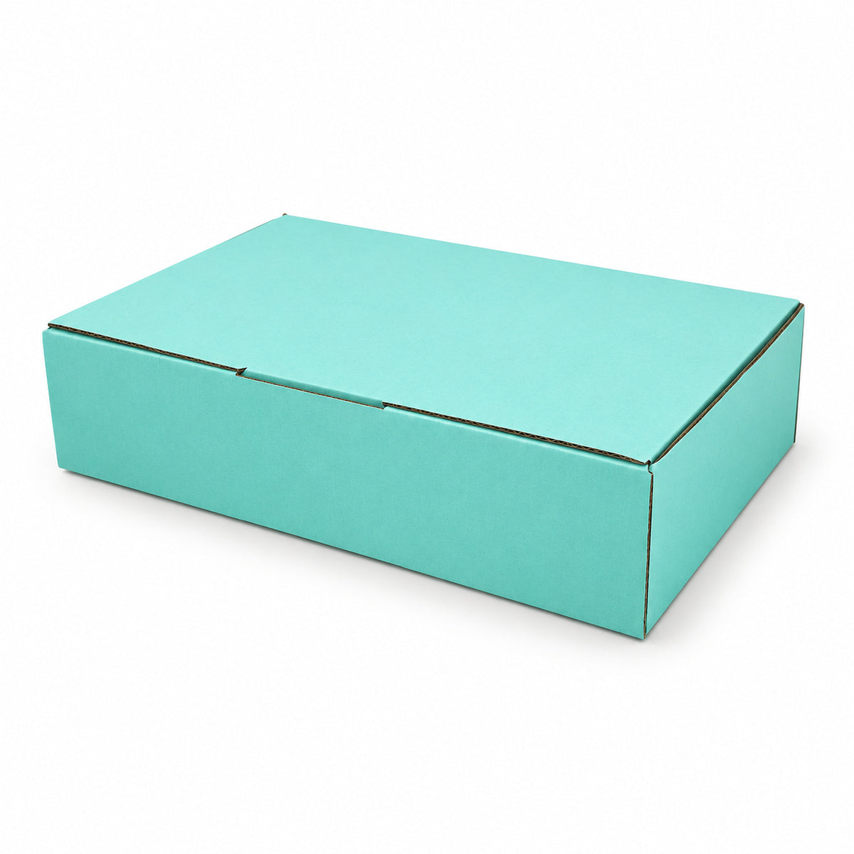 B337 240 x 150 x 60mm mint blue diecut mailing box – closed hero