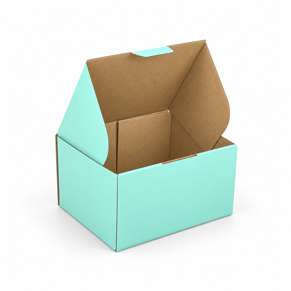 B343 230 x 180 x 130mm mint blue diecut mailing box – open interior