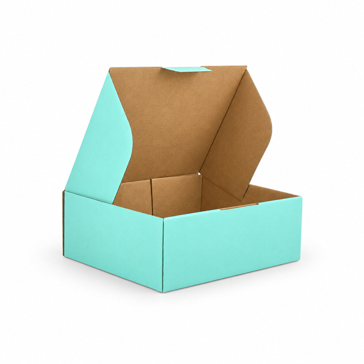B344 270 x 200 x 95mm mint blue diecut mailing box – open interior