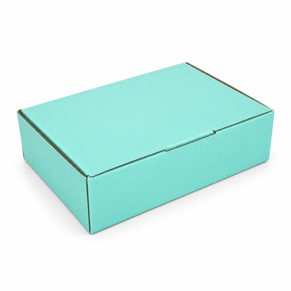 B372 210 x 140 x 60mm mint blue diecut mailing box – closed alternate