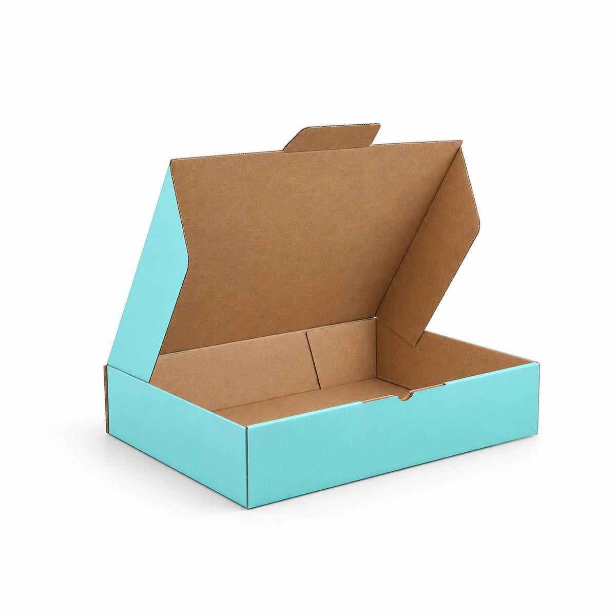 B378 270 x 200 x 55mm mint blue diecut mailing box – open interior