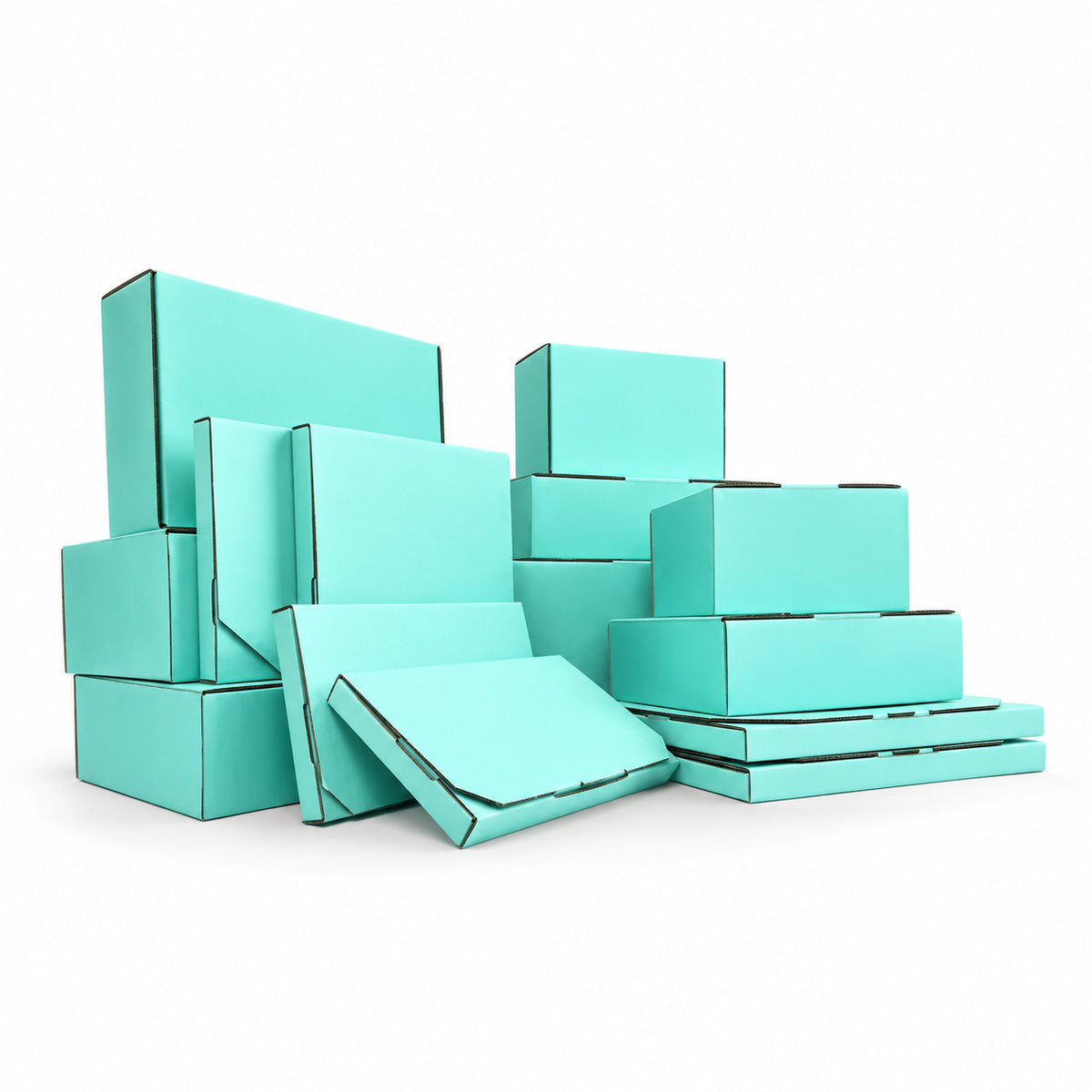 Mint blue diecut mailing boxes – range of sizes