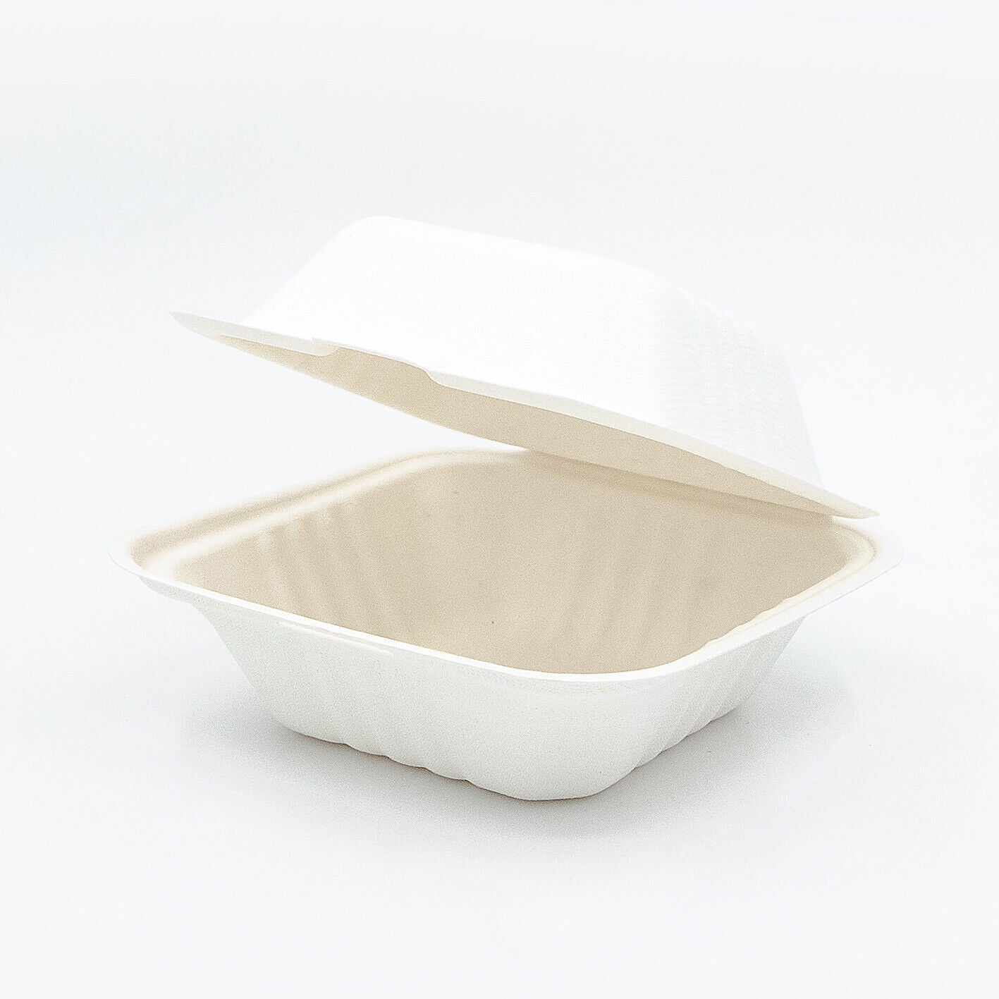 6 x 6 x 3 Sugarcane Clamshell Compostable Takeaway Food Containers 663 x500