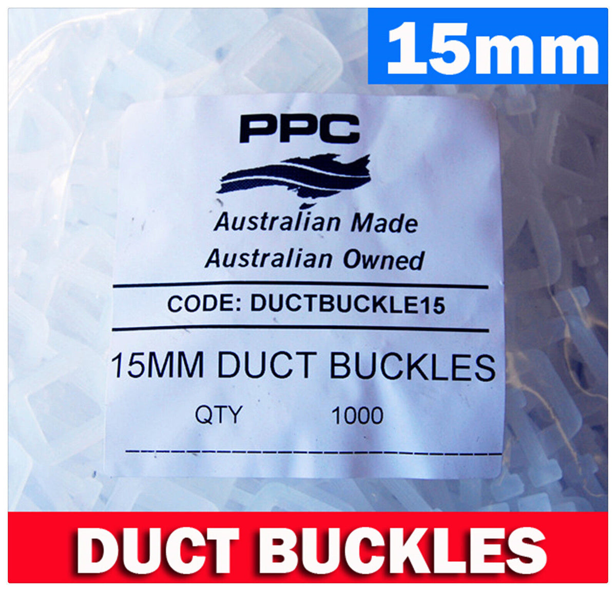 1000 x 15mm Plastic Duct Buckle for Poly Strapping Strap Buckles - eBPak