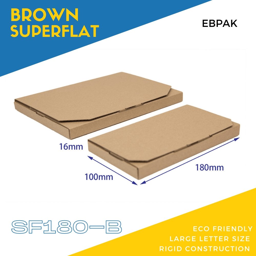 180 x 100 x 16mm Superflat Brown Mailing Box B295 BoxMore