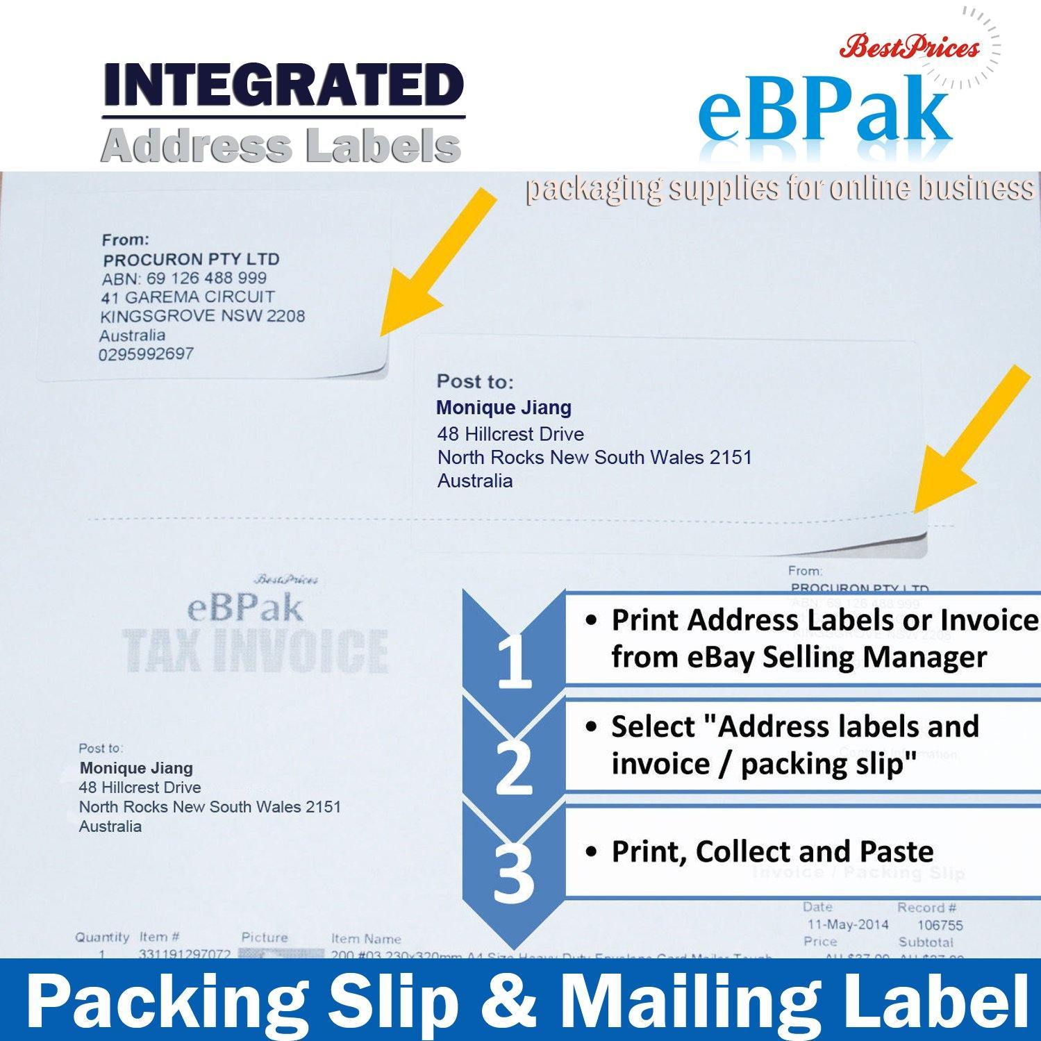 2000x Integrated Address Label for eBay Packing Slip Address printing eBPak