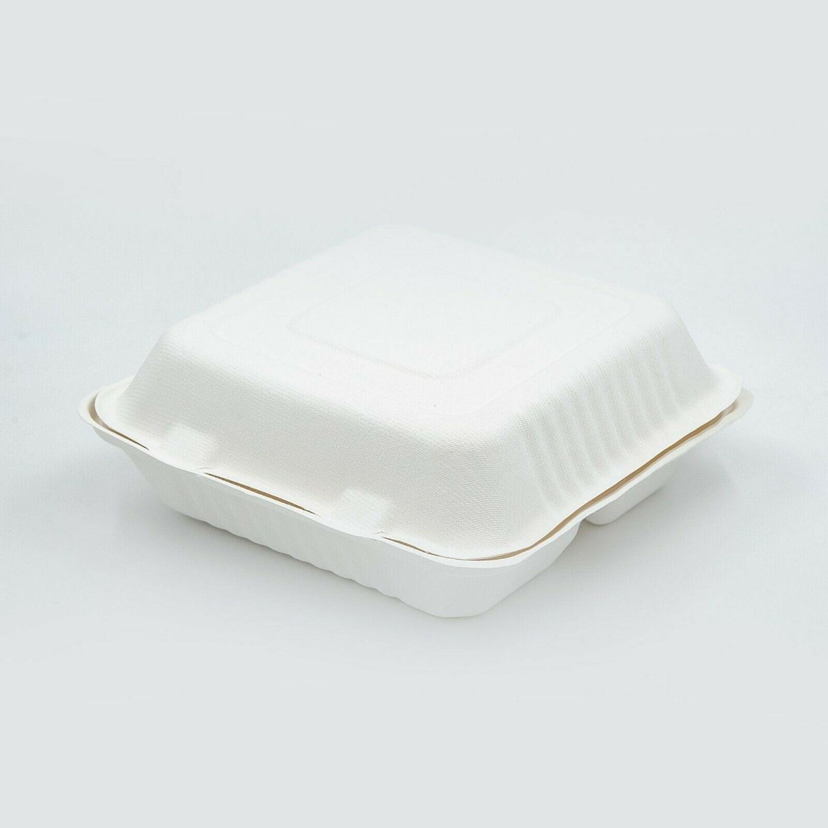 9 x 9 x 3" Sugarcane Clamshell Compostable Takeaway Food Containers - eBPak