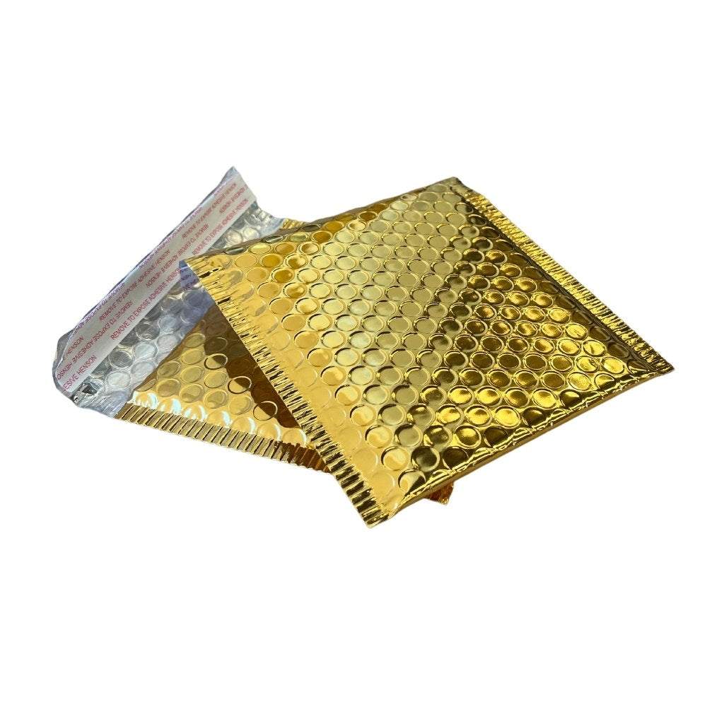 200 Pack #2 Glamour Metallic Gold Bubble Mailers – 8.5x12” Self-Seal Shipping Envelopes