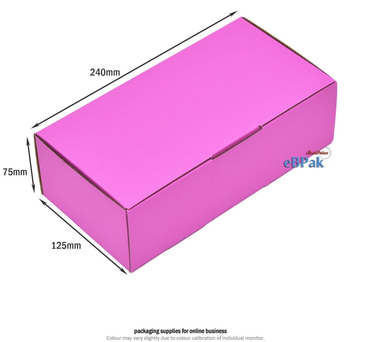Pink Rectangular Box Hot Pink 240 x 125 x 75mm B73 Diecut Mailing Box