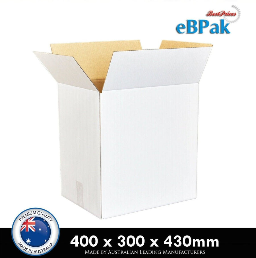 400 x 300 x 430mm Moving Half Tea Chest Carton B910 White
