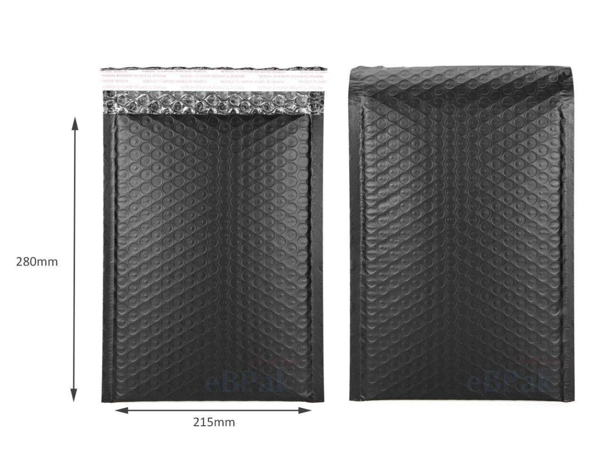 Matte Black Bubble Mailers G2 215 x 280mm | eBPak