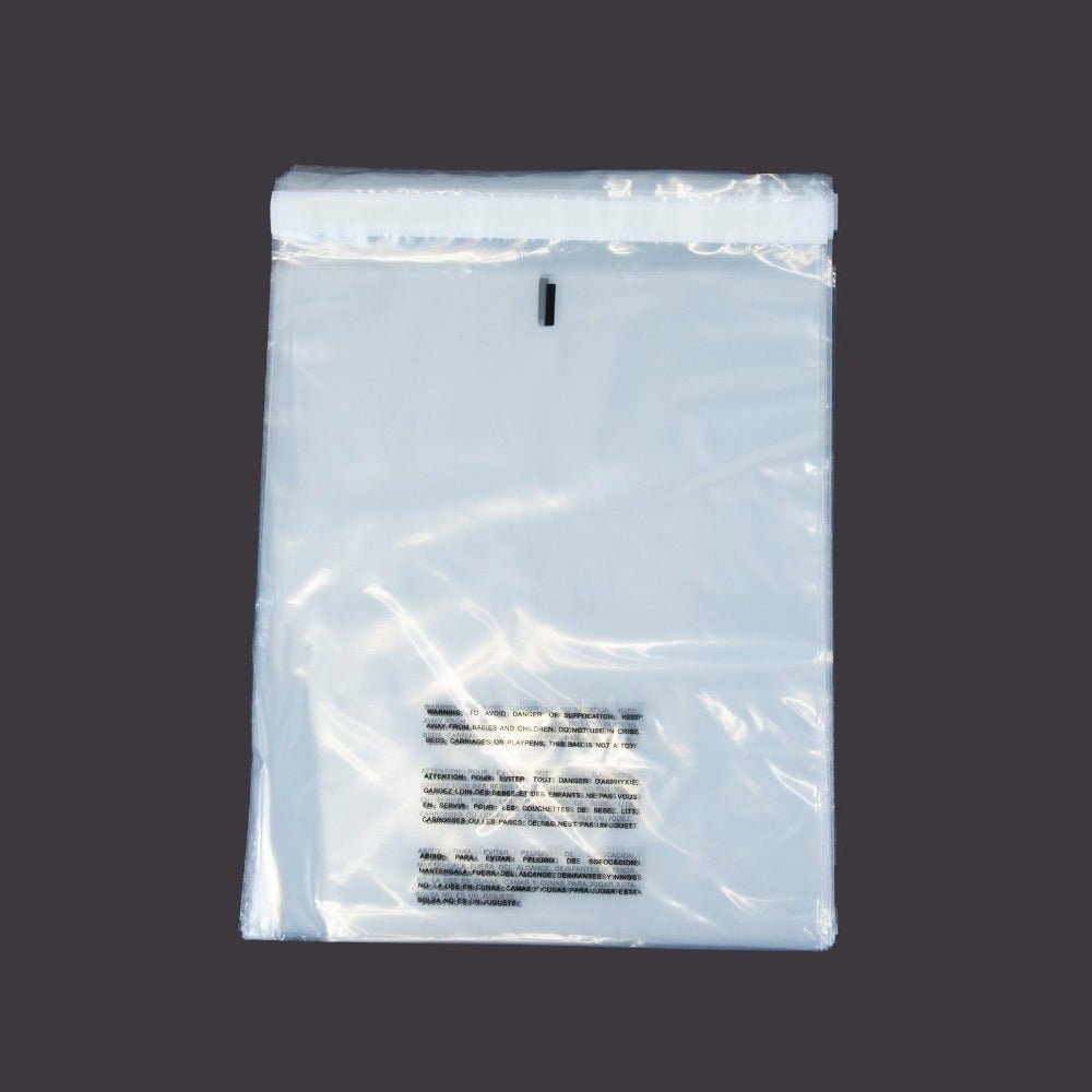 GPI 12" X 18" Clear Plastic Bags Self-Seal Polybags With Adhesive Strip & Suffocation Warning 1000 Pack