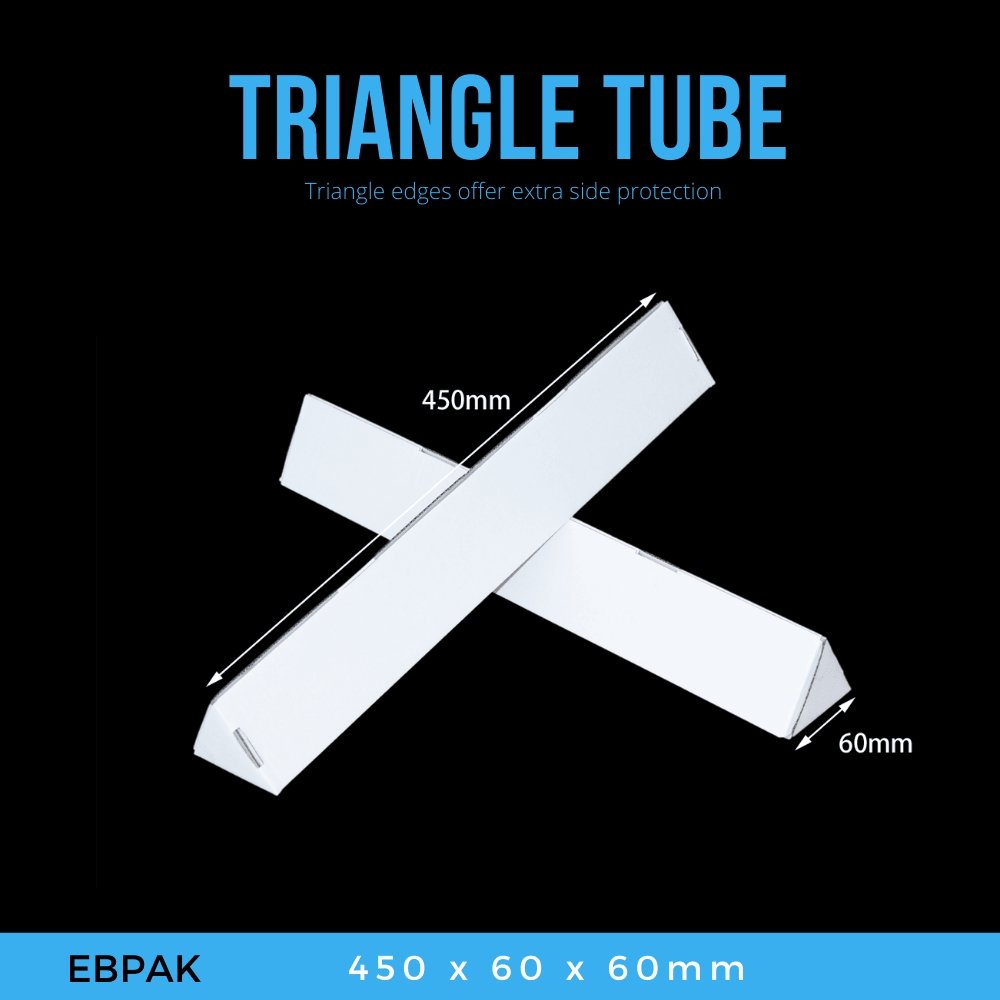 Triangle Mailing Tubes 450 x 60mm White Long Carton Box eBPak
